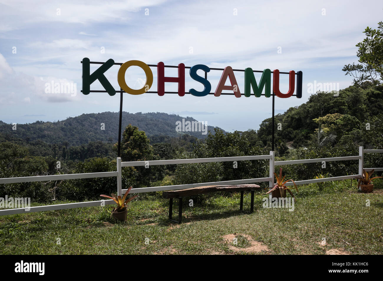 Large Koh Samui sign in the mountains in Koh Samui, Thailand. On the 360  jungle route Stock Photo - Alamy