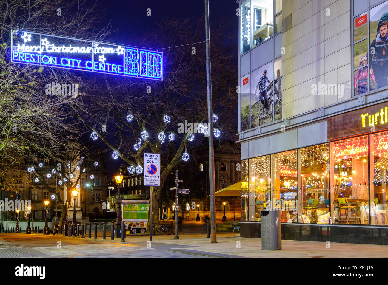 Christmas Lights in Preston's City Centre Stock Photo Alamy