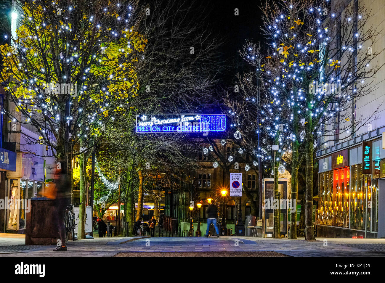Christmas lights in Preston City Centre Stock Photo Alamy