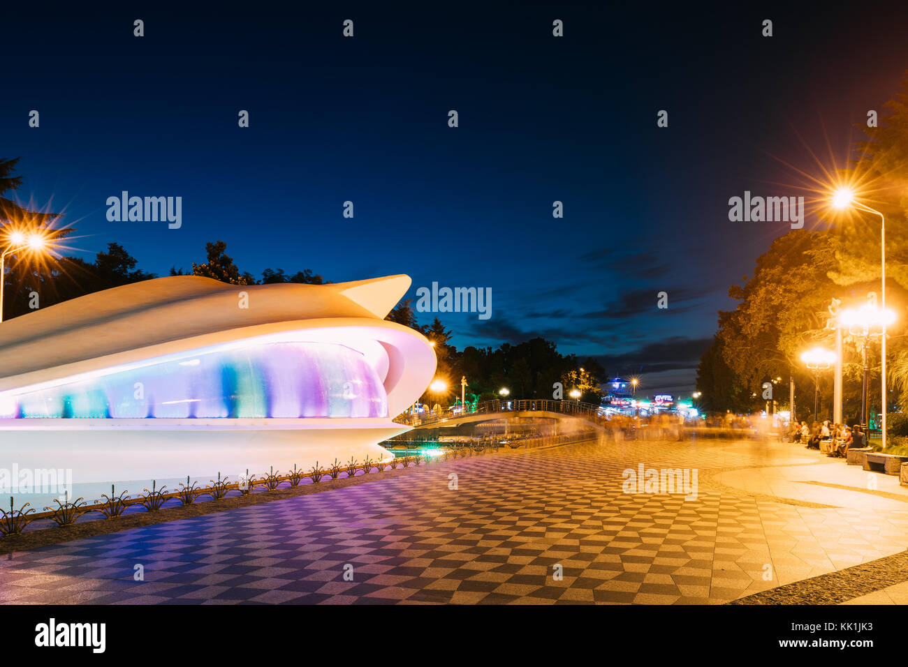 Batumi, Adjara, Georgia. Civil Registration On Batumi Boulevard In Night Illuminations Lights. Stock Photo