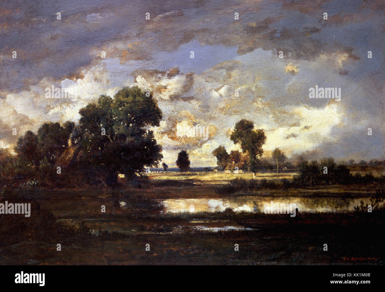 Théodore Rousseau  -  The Pond : Stormy Sky  -  1865 Stock Photo