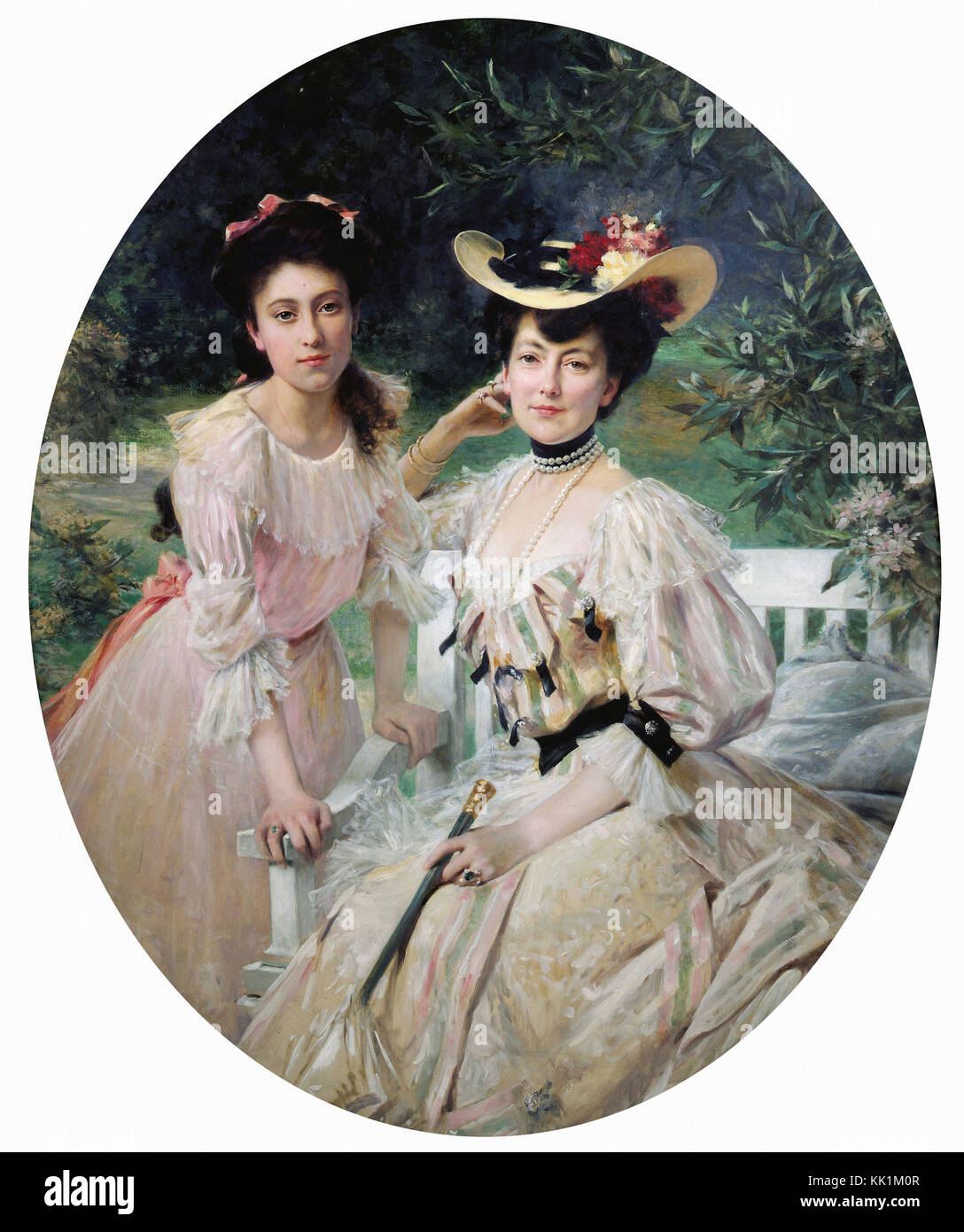Chartran Théobald  -   Portraits of Madame Collas and her daughter -  1903 Stock Photo