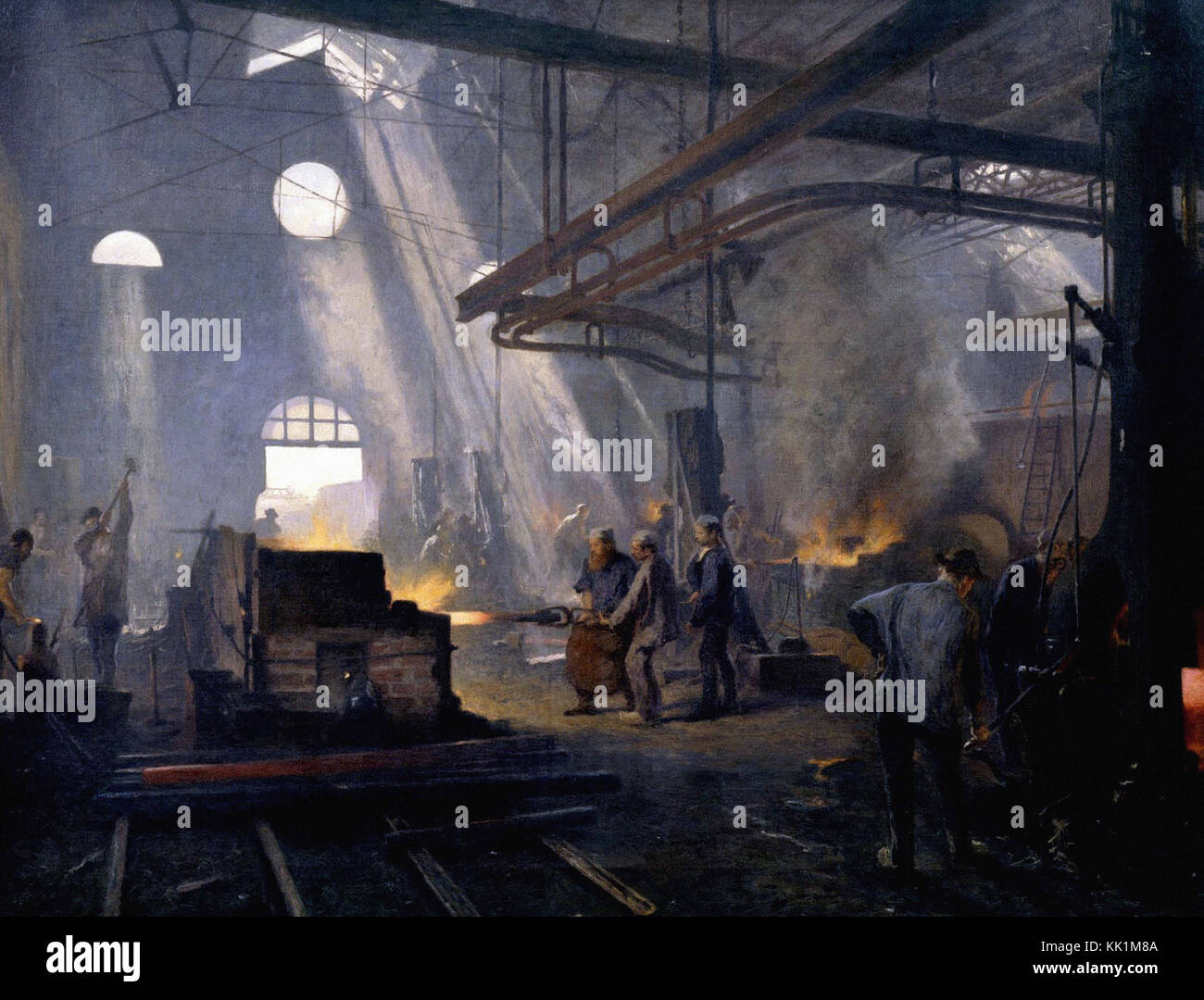 Fernand Cormon  -  The Blacksmith Shop 1893 Stock Photo