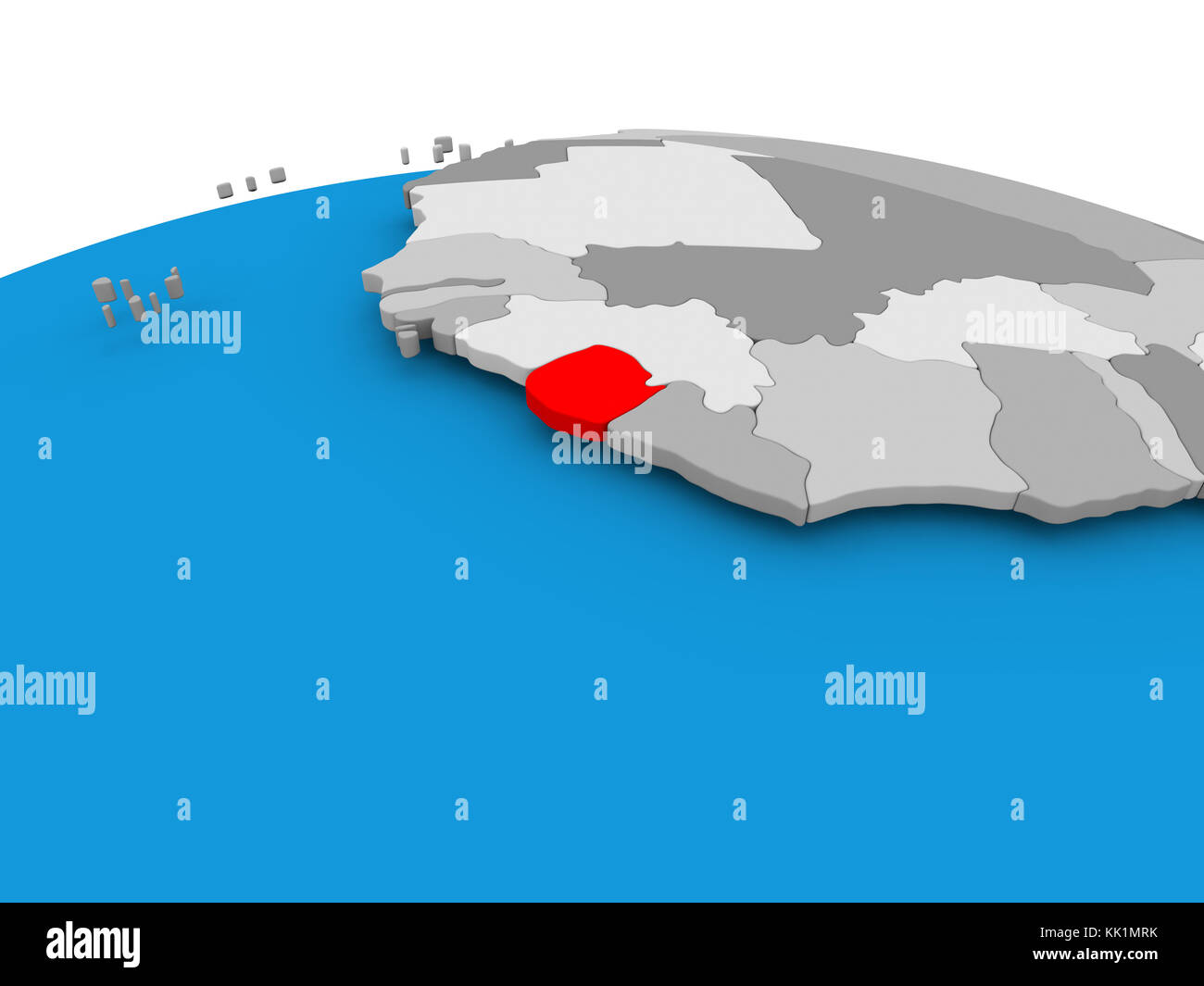 Sierra Leone highlighted in red on political globe. 3D illustration ...