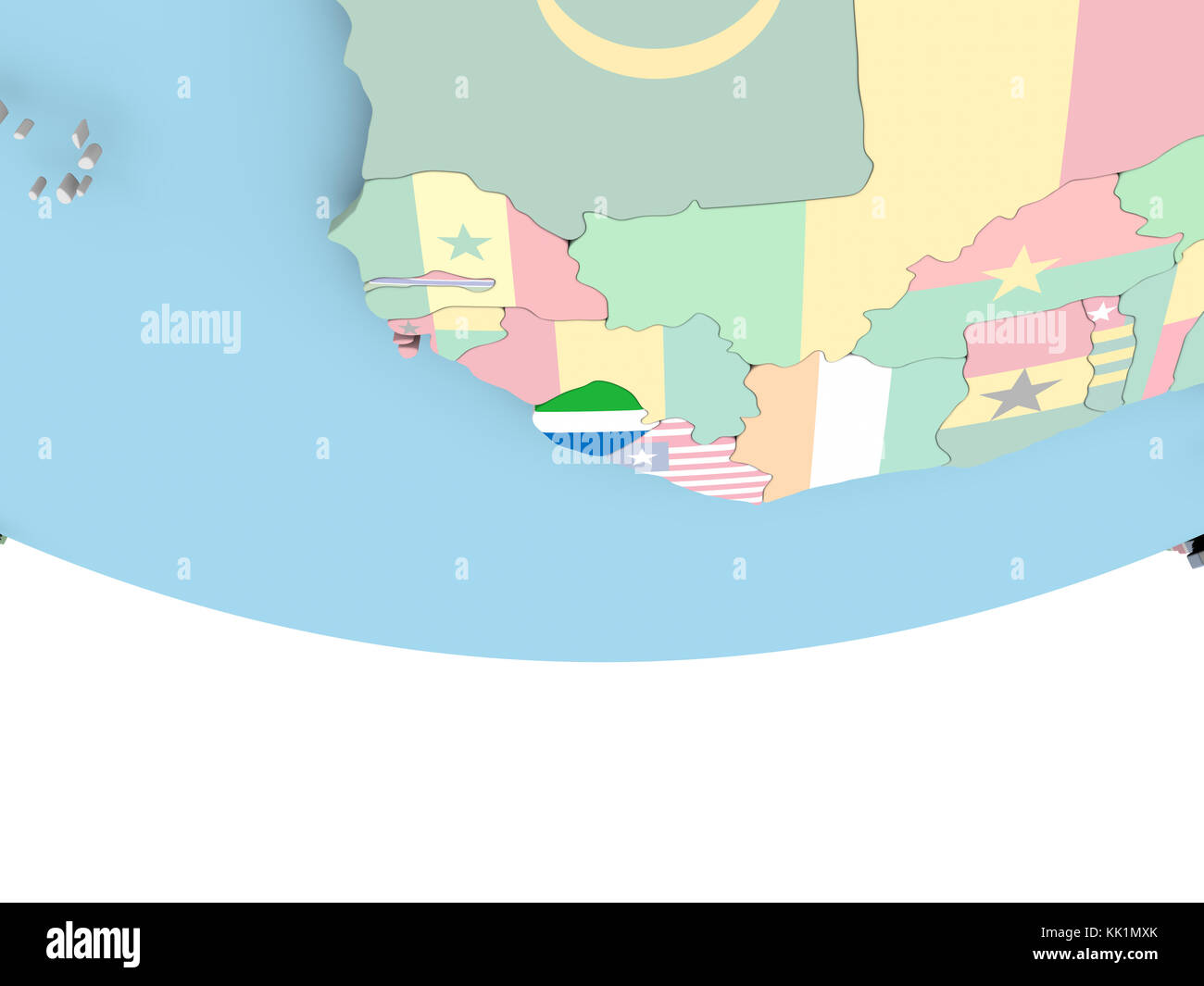 Sierra Leone on globe with flag. 3D illustration Stock Photo - Alamy