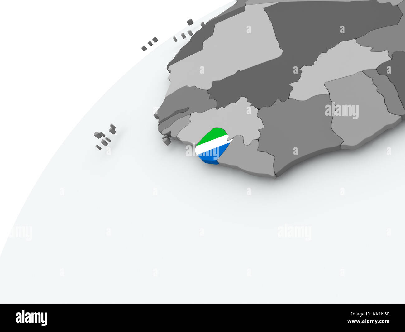 Sierra Leone with embedded flag on globe. 3D illustration Stock Photo ...