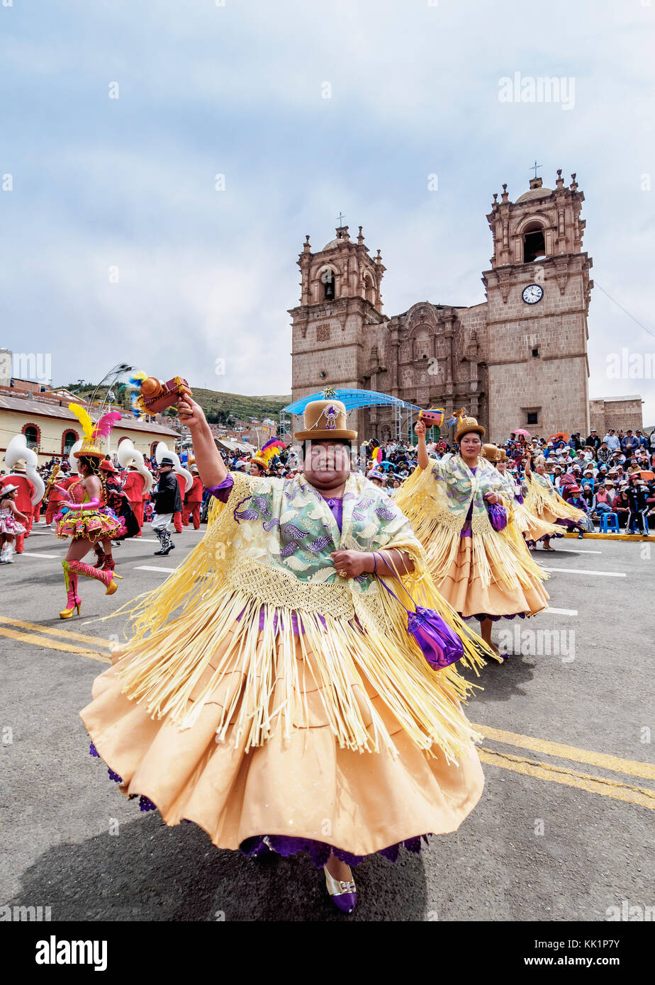 Fiesta de la Virgen de la Candelaria, Main Square, Puno, Peru Stock Photo