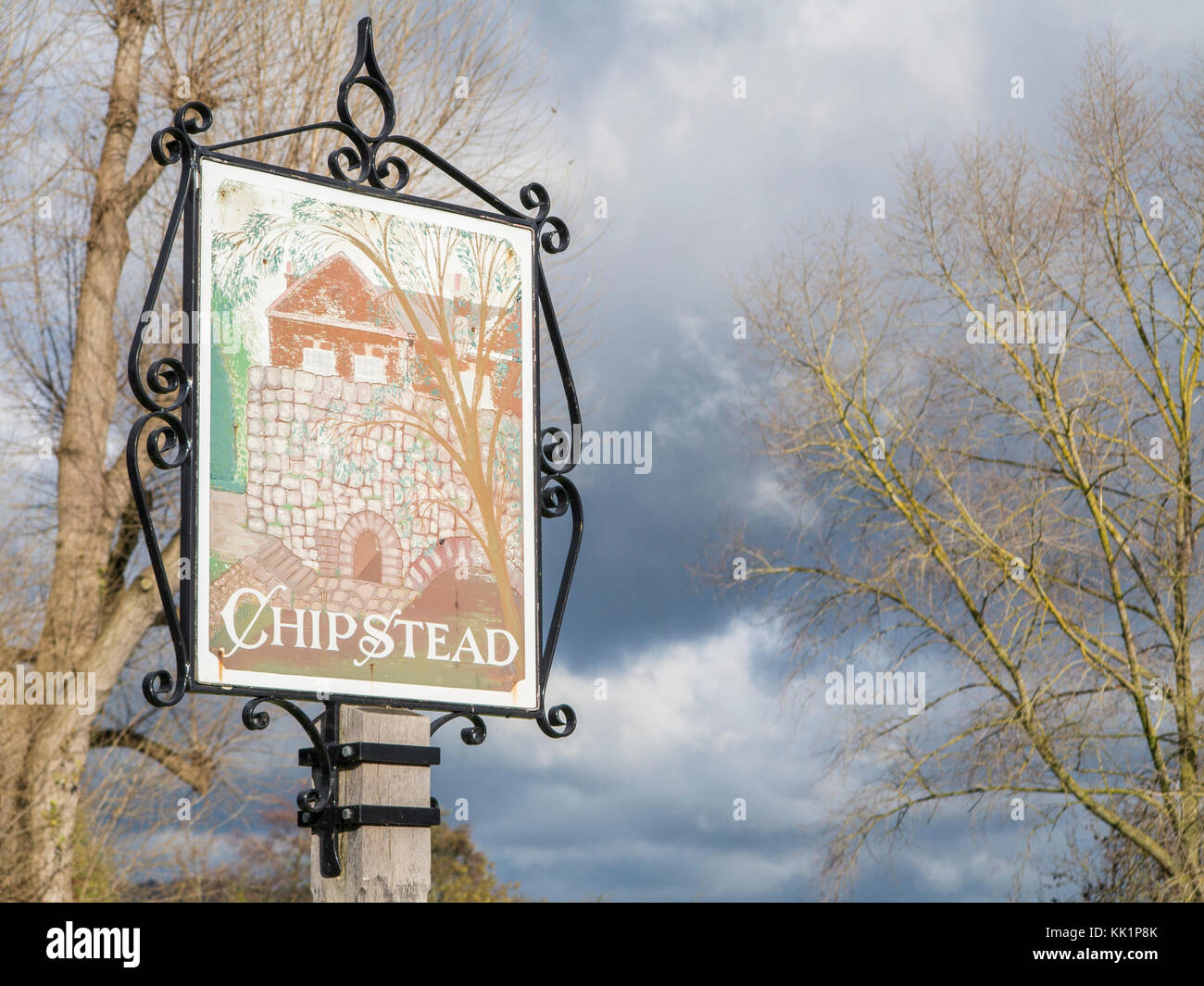 Chipstead, a village in Kent sign on the green Stock Photo