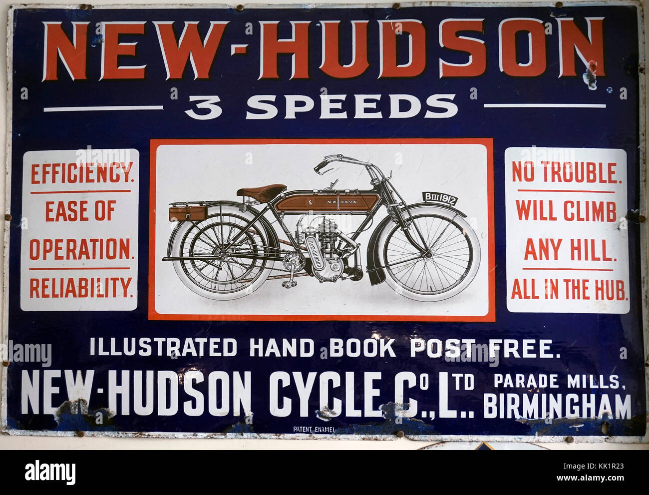 new-hudson vintage motorcycle  sign Stock Photo