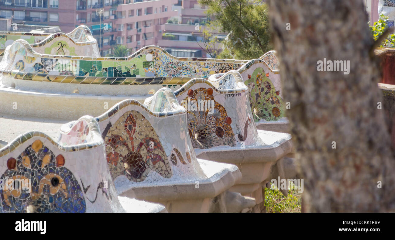 View of Park Guell in Barcelona, Spain Stock Photo