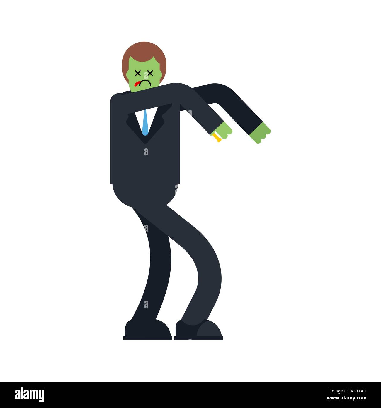Zombie businessman isolated. Boss is dead. Vector illustration Stock