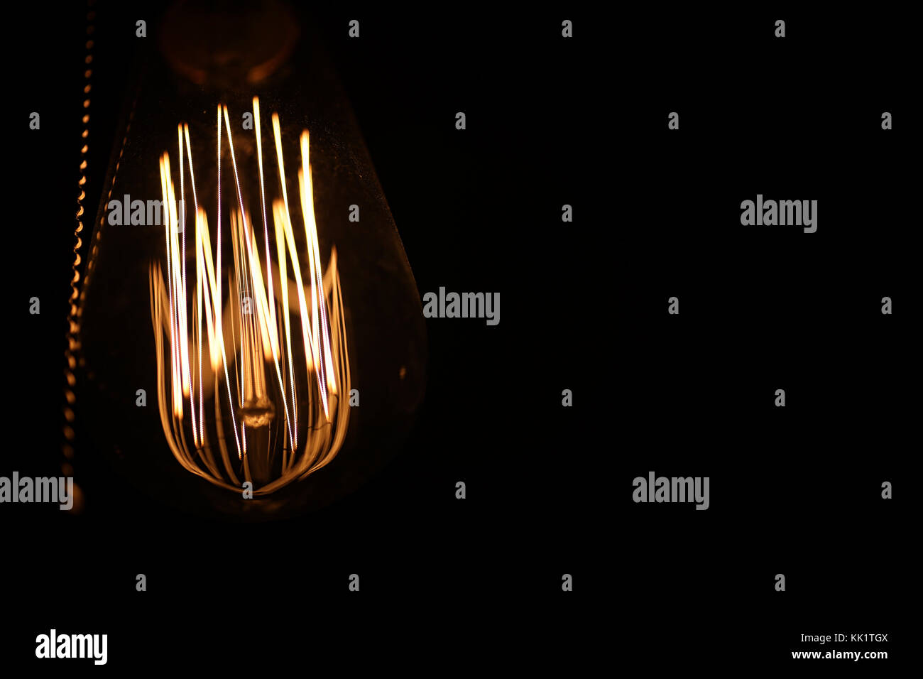 Lamps with tungsten filament. Edison light bulb. Filament filament in