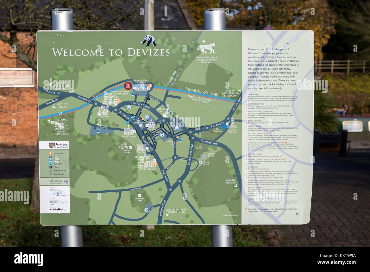 to Devizes tourist street map, Devizes, Wiltshire, England, UK