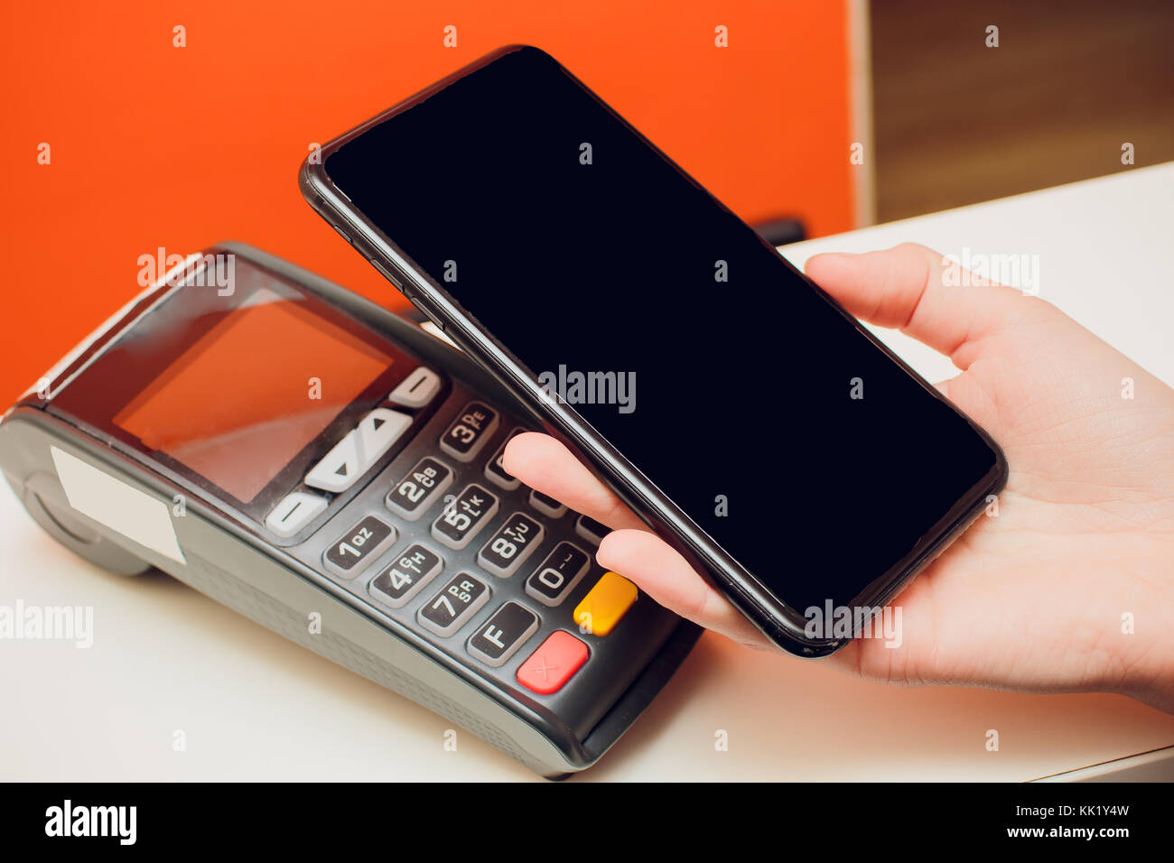 Macro shot of Near Field Communication symbol on a bank card or credit