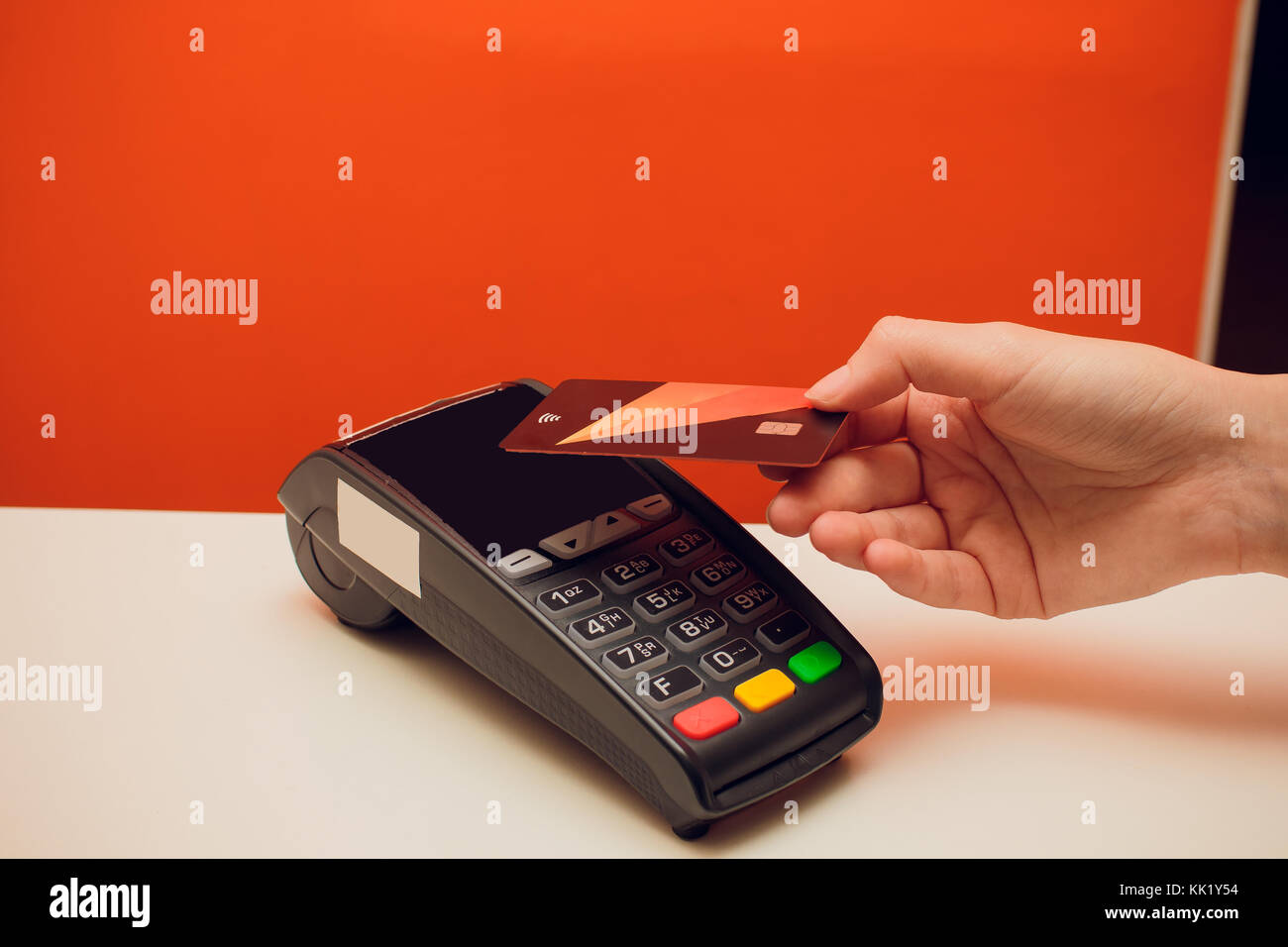 Macro shot of Near Field Communication card or credit card Stock Photo