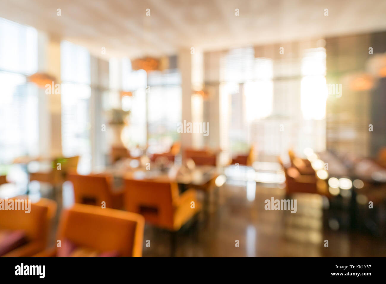 Abstrast Blurred background : restaurant cafe blur with bokeh Stock Photo