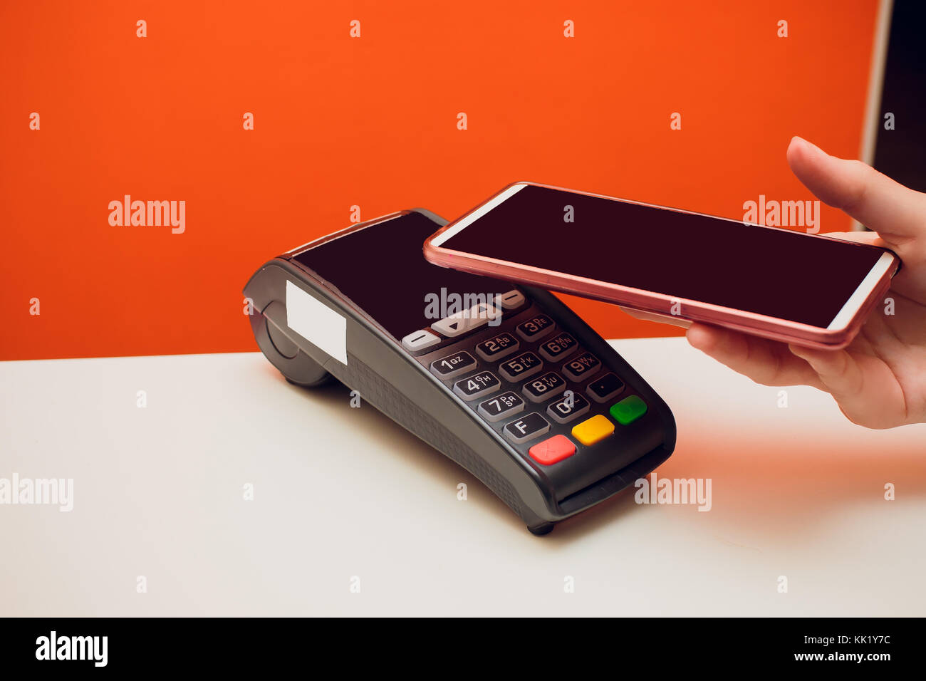 Macro shot of Near Field Communication card or credit card Stock Photo