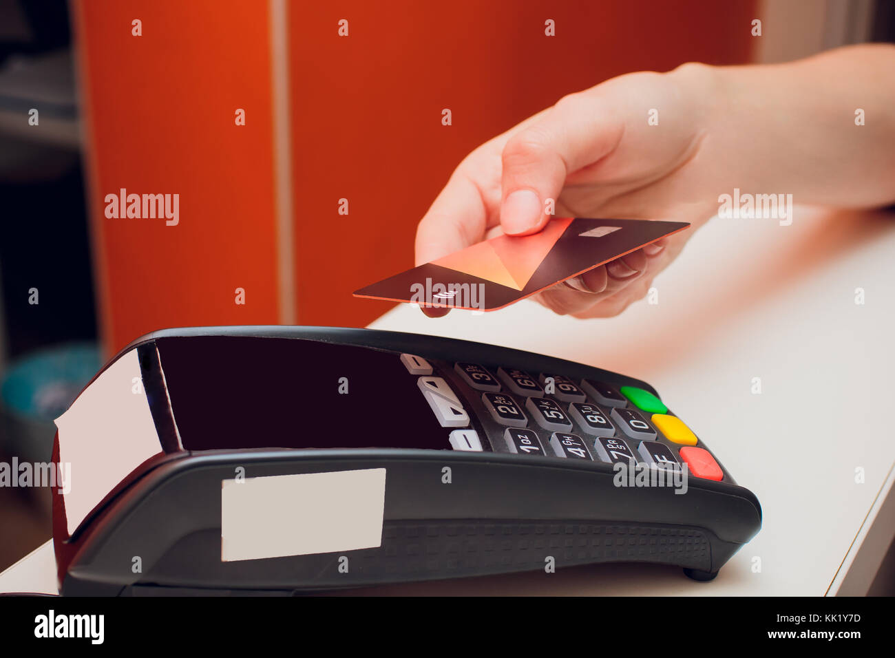 Macro shot of Near Field Communication card or credit card Stock Photo