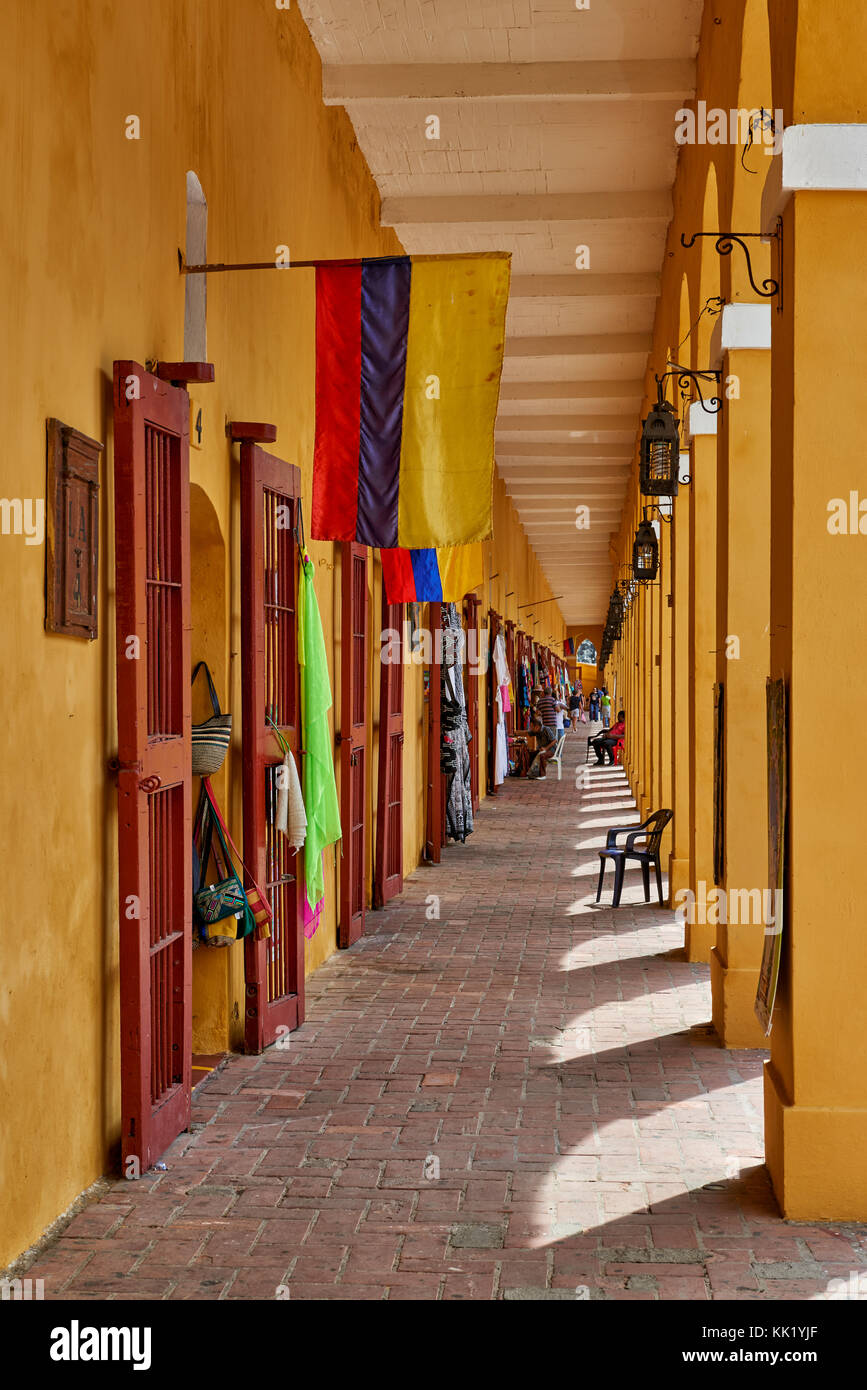 souvenir shops in bastion Las Bovedas, Cartagena de Indias, Colombia, South America Stock Photo