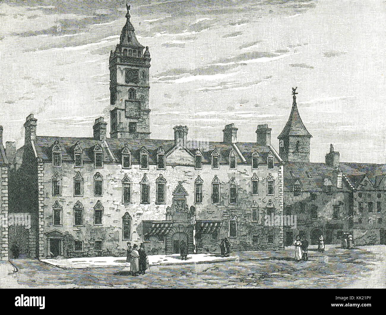 Old College, Glasgow, in the 17th Century Stock Photo