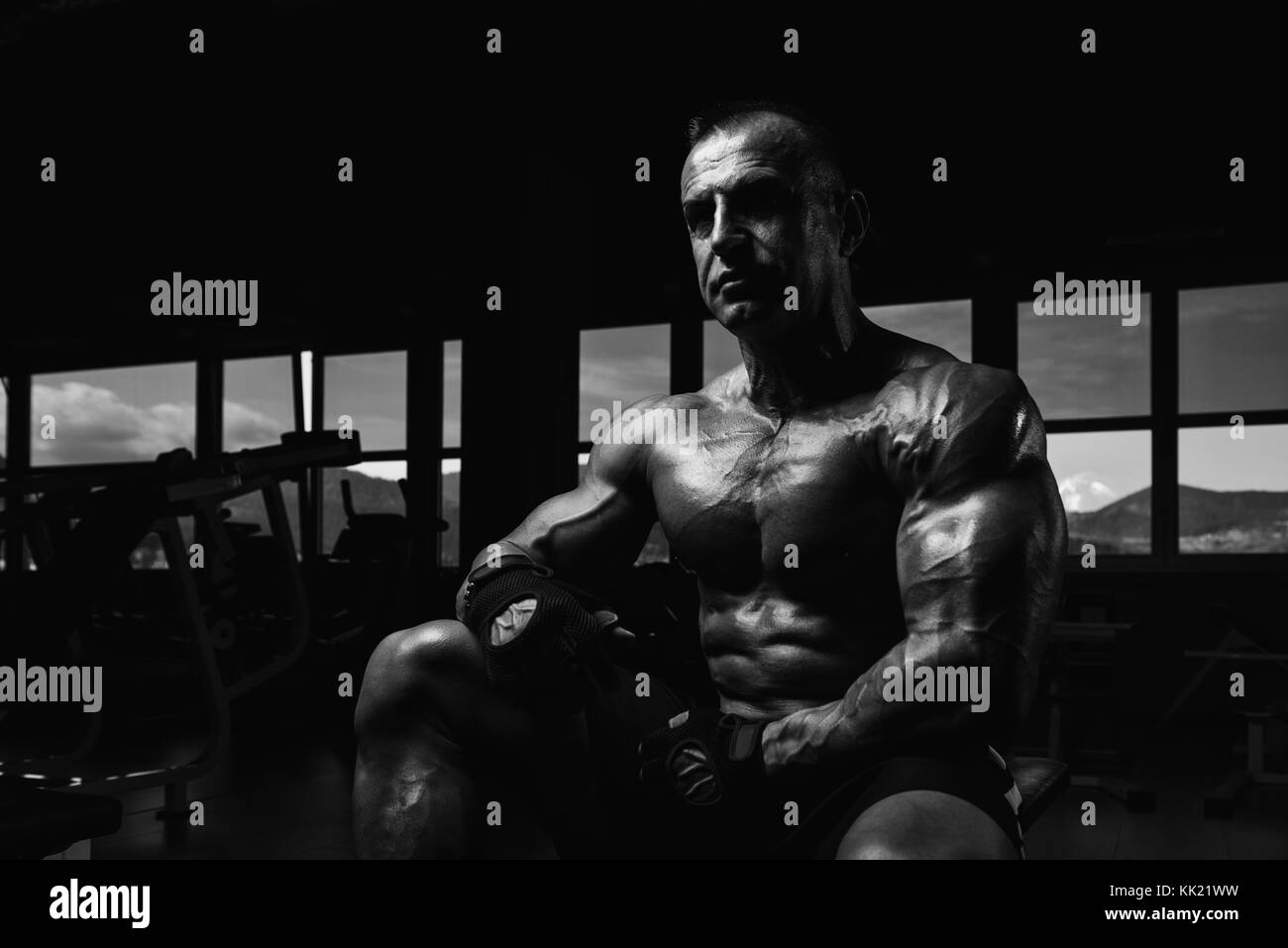 Muscular mature man Black and White Stock Photos & Images - Alamy