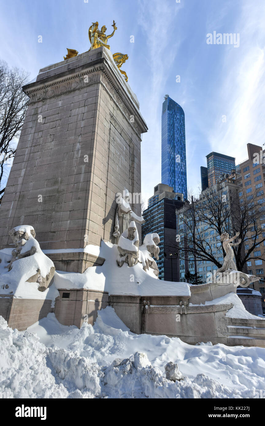 The USS Maine Monument near Columbus Circle outside Central Park in New