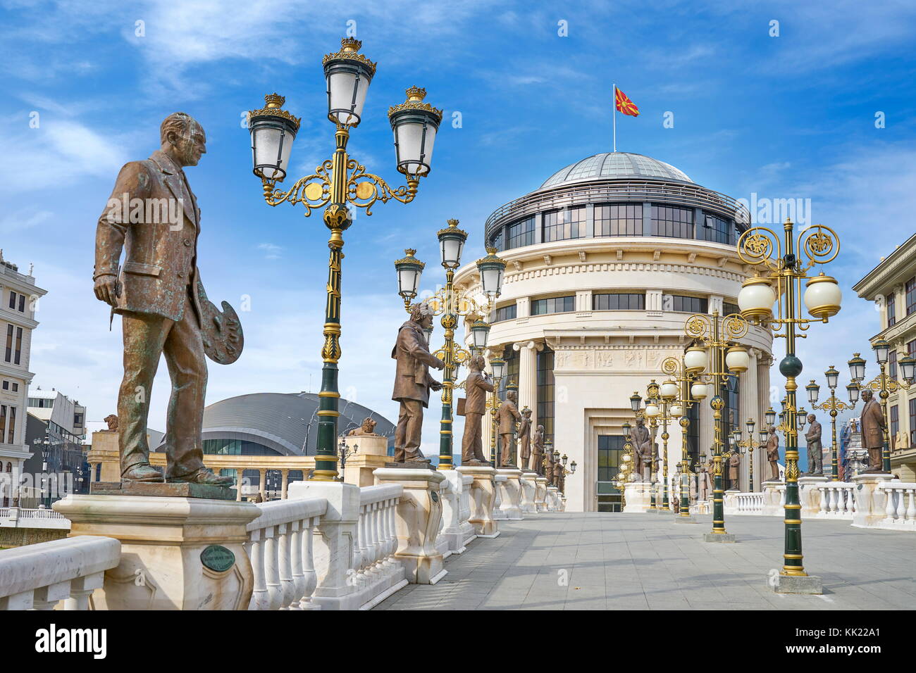 Art Bridge and Financial Police Office, Skopje, Macedonia Stock Photo