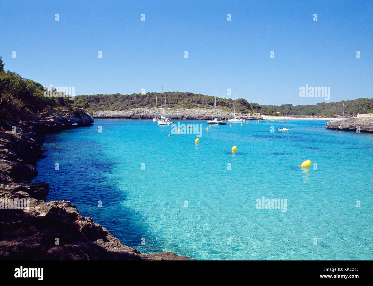 Cala Mondrago Nature Reserve. Mallorca island, Balearic Islands, Spain. Stock Photo