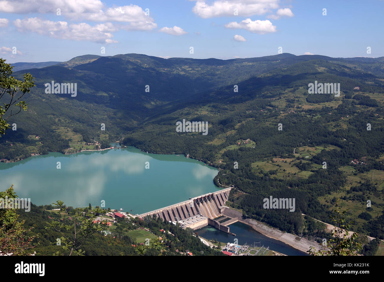 hydroelectric power plant on river Stock Photo