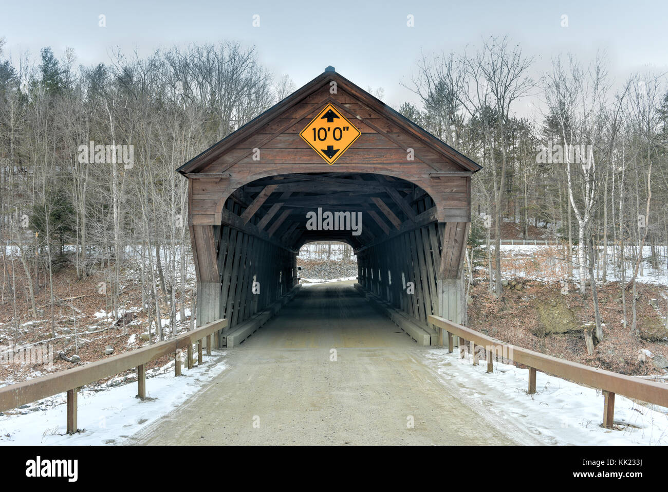 Upper Falls Covered Bridge in Downers, Vermont Stock Photo
