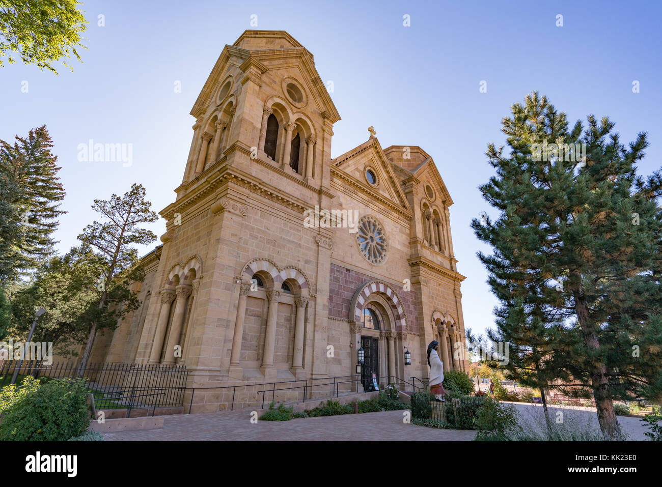 SANTA FE, NM - OCTOBER 13: Historic Cathedral Basilica of St Francis Assisi in Santa Fe, New Mexico on October 13, 2017 Stock Photo
