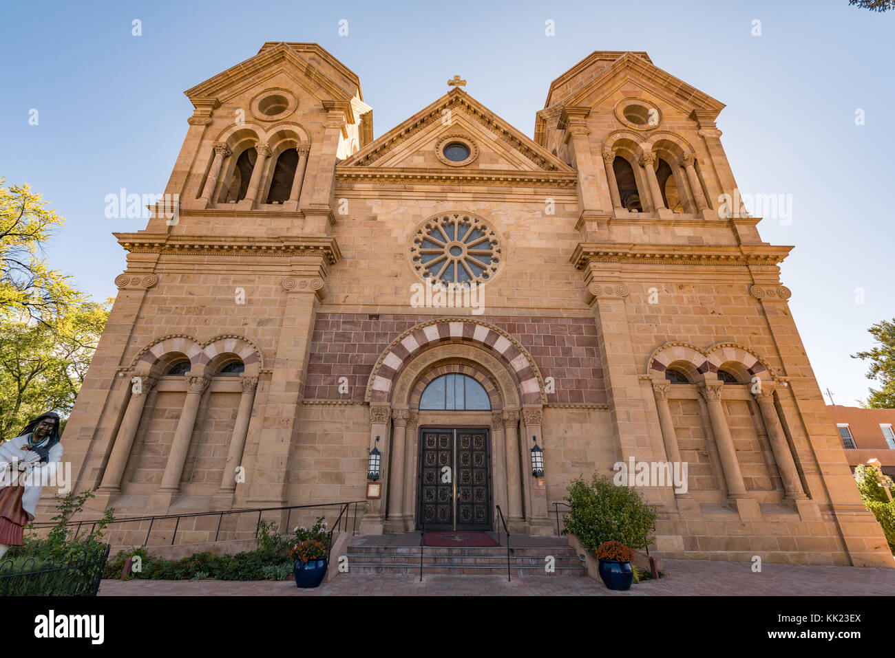 SANTA FE, NM - OCTOBER 13: Historic Cathedral Basilica of St Francis Assisi in Santa Fe, New Mexico on October 13, 2017 Stock Photo
