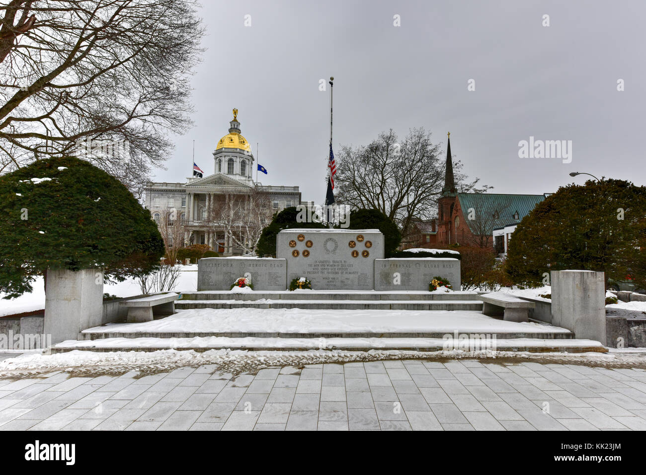 Concord, New Hampshire War Memorial in front of the New Hampshire State