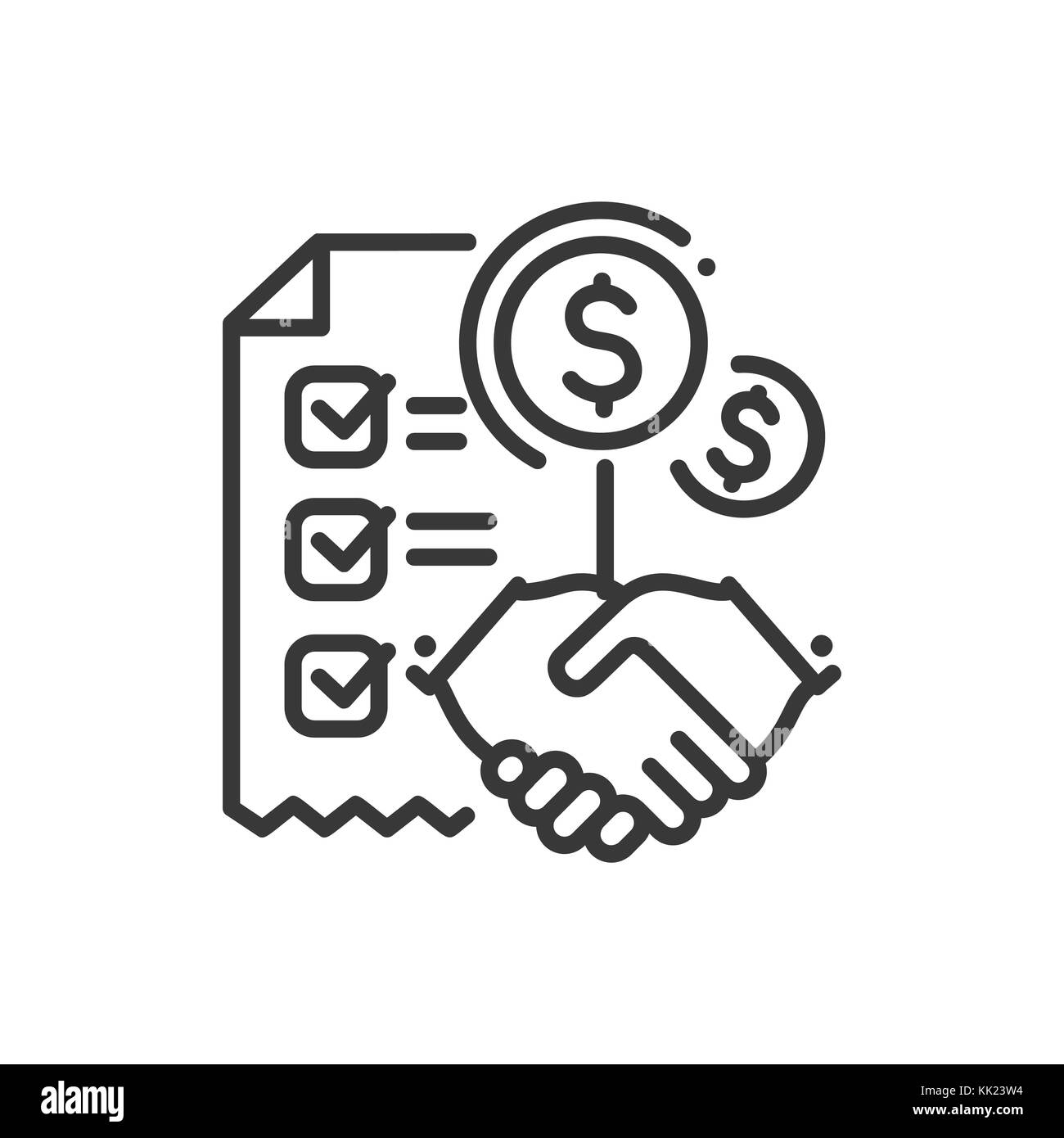 Contract - line design single isolated icon Stock Vector