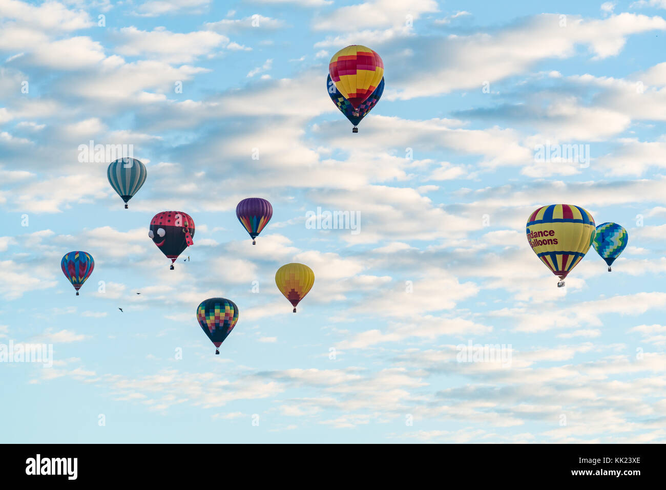 ALBUQUERQUE, NM - OCTOBER 13: Ballons fly over Albuquerque during Albuquerque Ballon Festival on October 13, 2017 Stock Photo