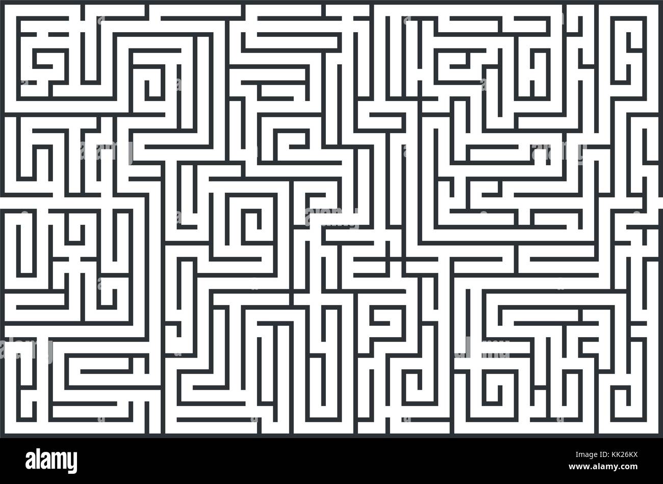 illustration of maze, labrinth. Isolated on white background. Medium difficulty. Stock Vector