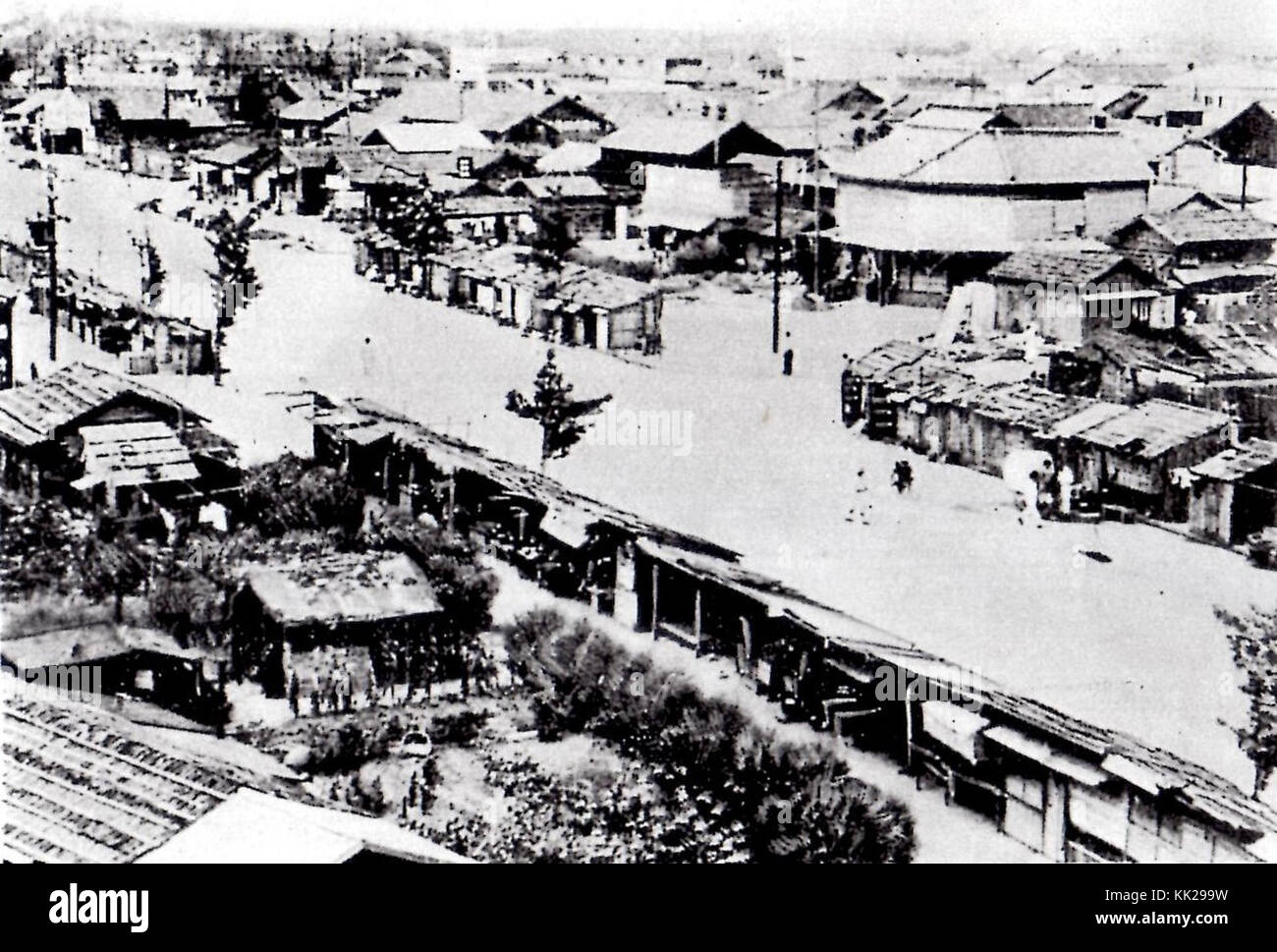 Toyohashi Ekimae main street in 1940s Stock Photo