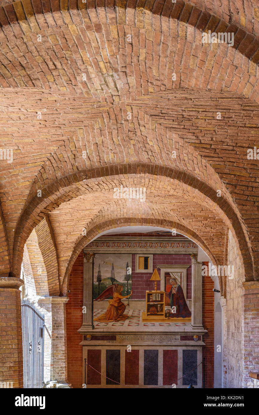 Wall painting in the Italian city of San Gimignano Stock Photo
