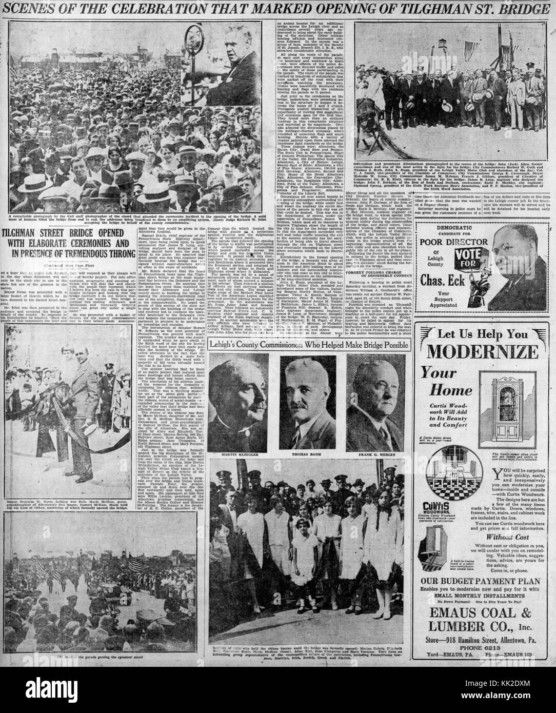 1929 Tilghman Street Viaduct Opening Article 2 15 Sep MC Allentown PA Stock Photo Alamy