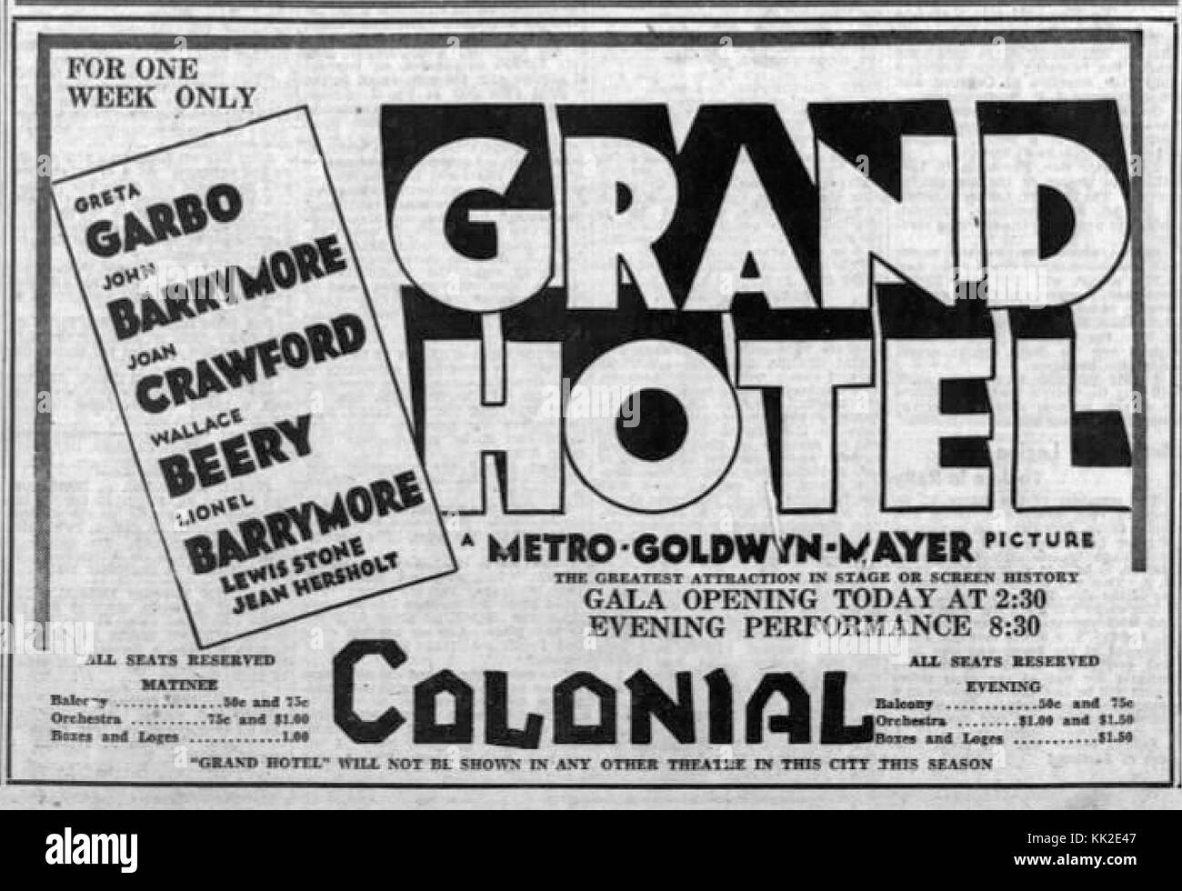 1932 Colonial Theater Ad 14 May MC Allentown PA Stock Photo Alamy