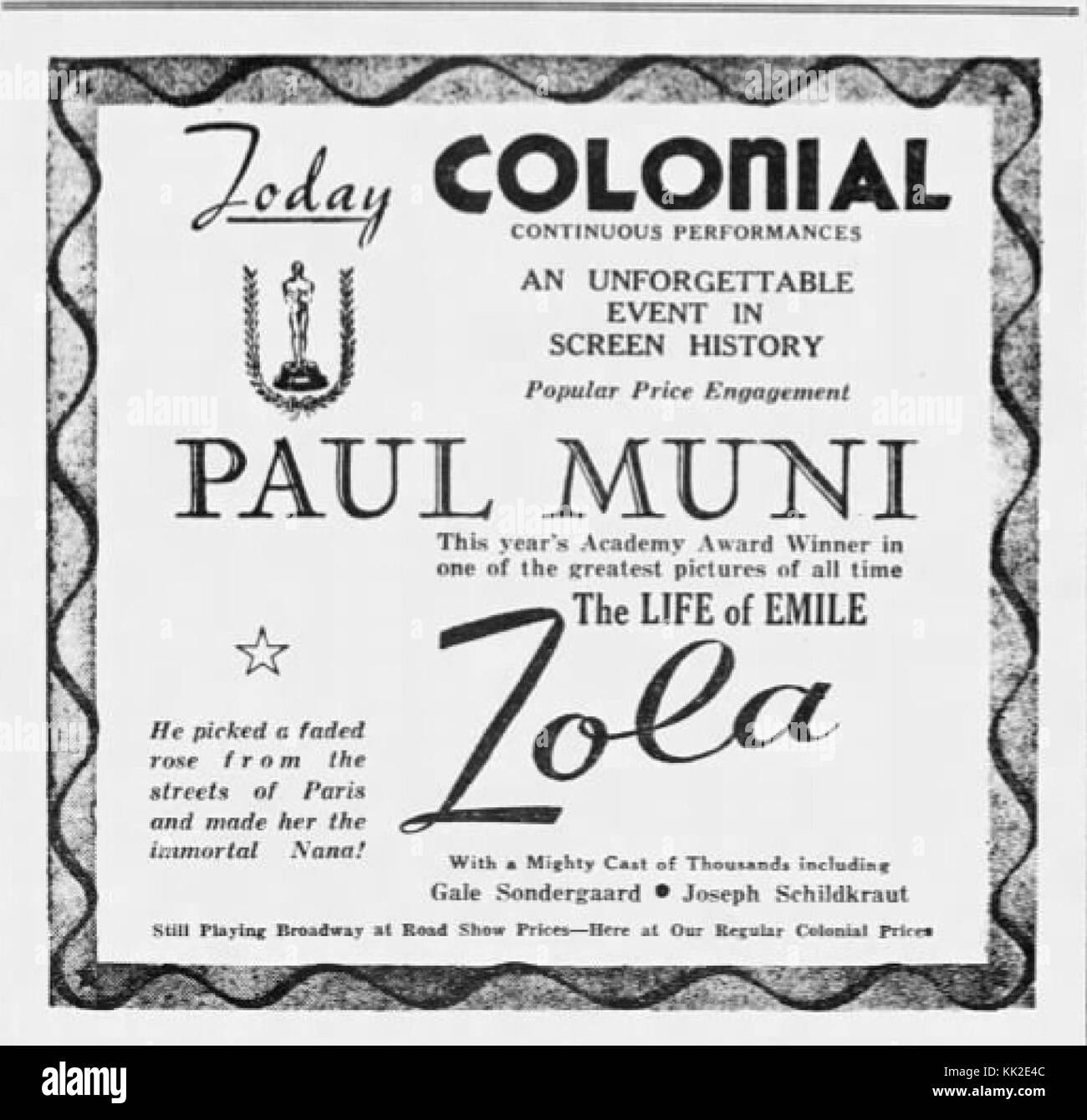 1937 Colonial Theater Ad 1 Oct MC Allentown PA Stock Photo - Alamy