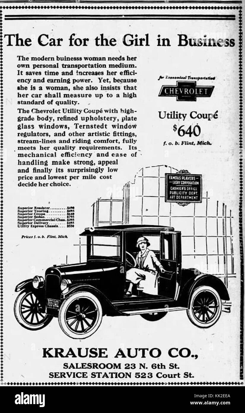 1924   Krause Auto Company Ad   18 May MC   Allentown PA Stock Photo