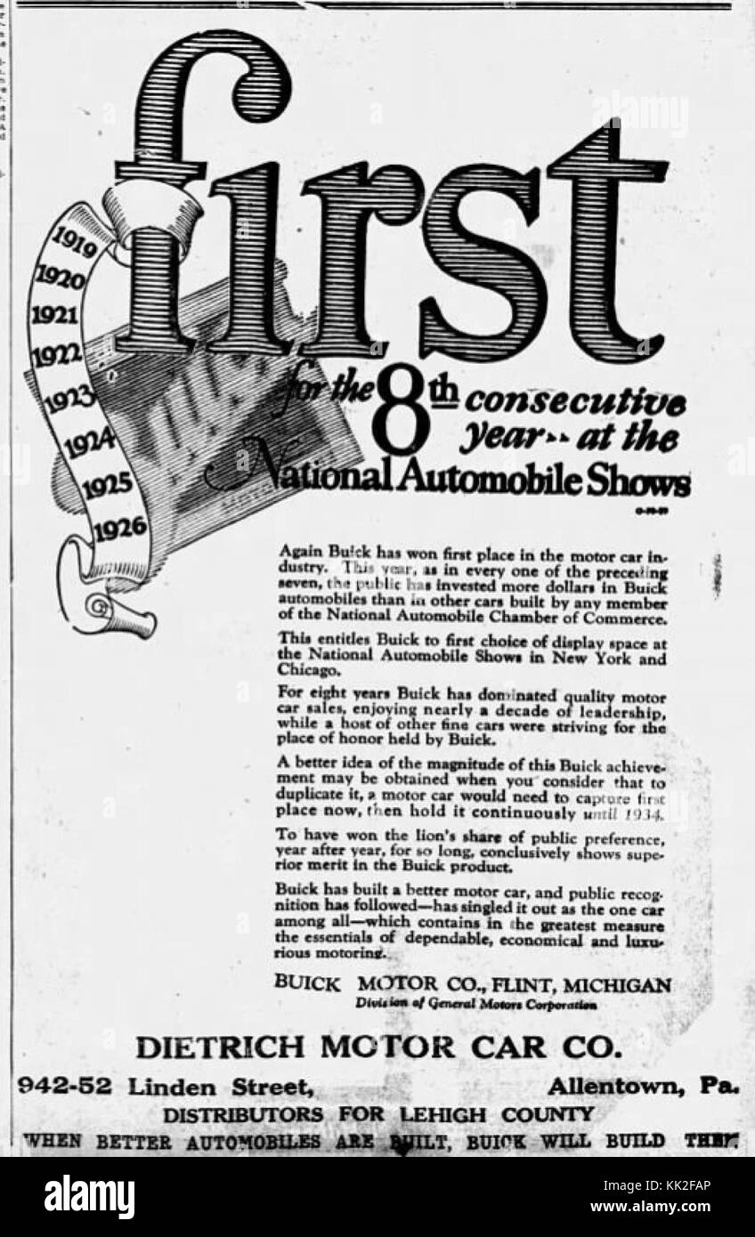 1925 Dietrich Motor Car Company 5 Dec MC Allentown PA Stock Photo Alamy