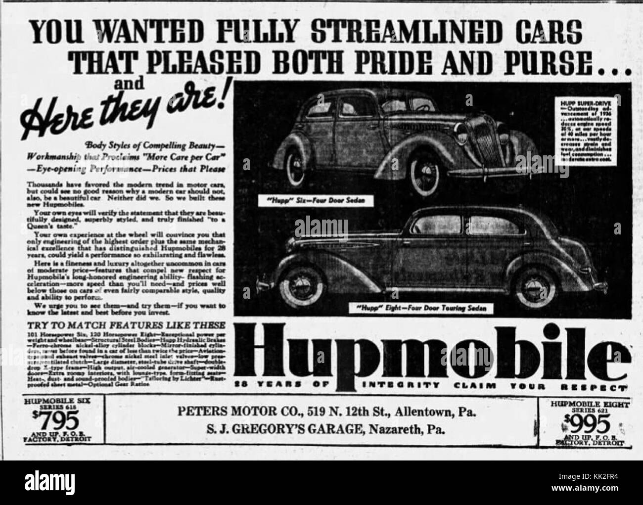 1935 Peters Motor Company 20 May MC Allentown PA Stock Photo Alamy