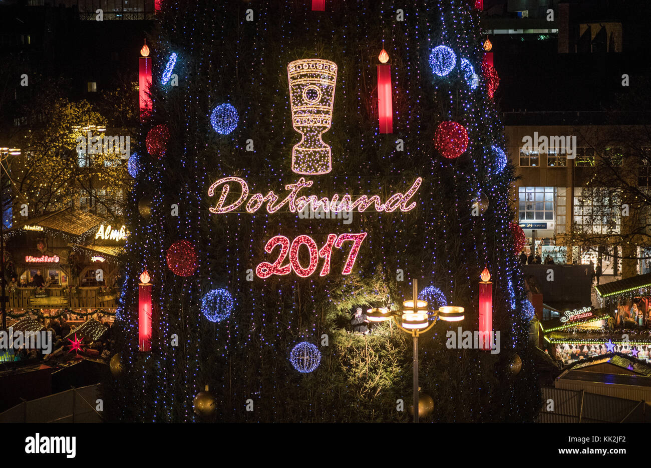 The world's largest Christmas tree, according to the organizers, shines brightly at the