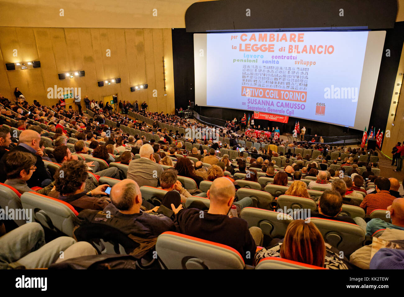 Torino, Italy. 28th November 2017. CGIL union meeting before the strike declared for December. MLBARIONA/Alamy Live News Stock Photo