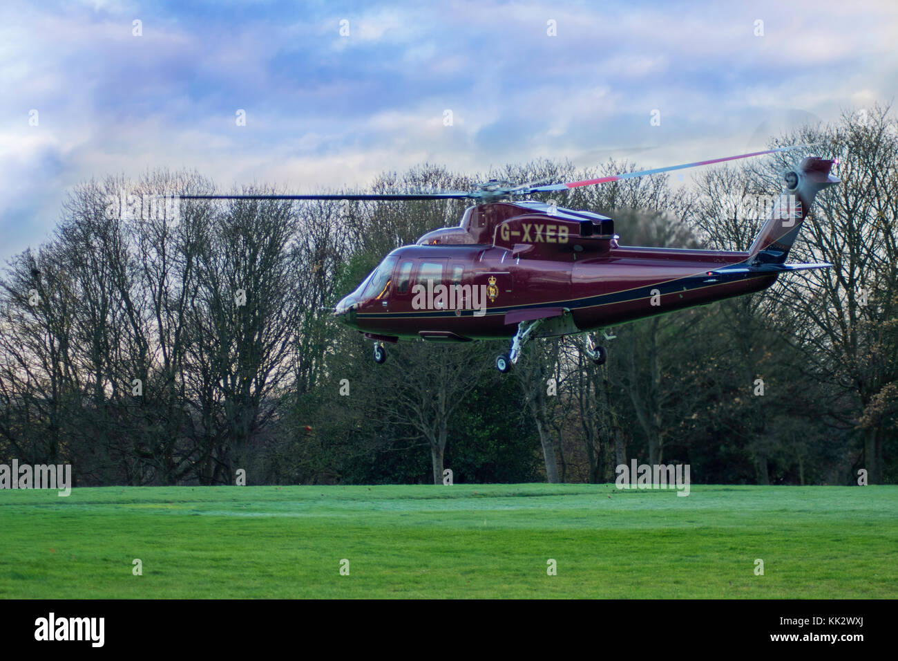 Stoke On Trent, UK. 28th Nov, 2017. Prince Charles and the Duchess of Cornwall left stoke-on-Trent after a day of Royal engagements via the Royal helicopter, that was on Hanley park, Stoke-on-Trent. The Royal couple greeted supporters by the park, as well as council staff, before boarding the Royal helicopter. Stock Photo