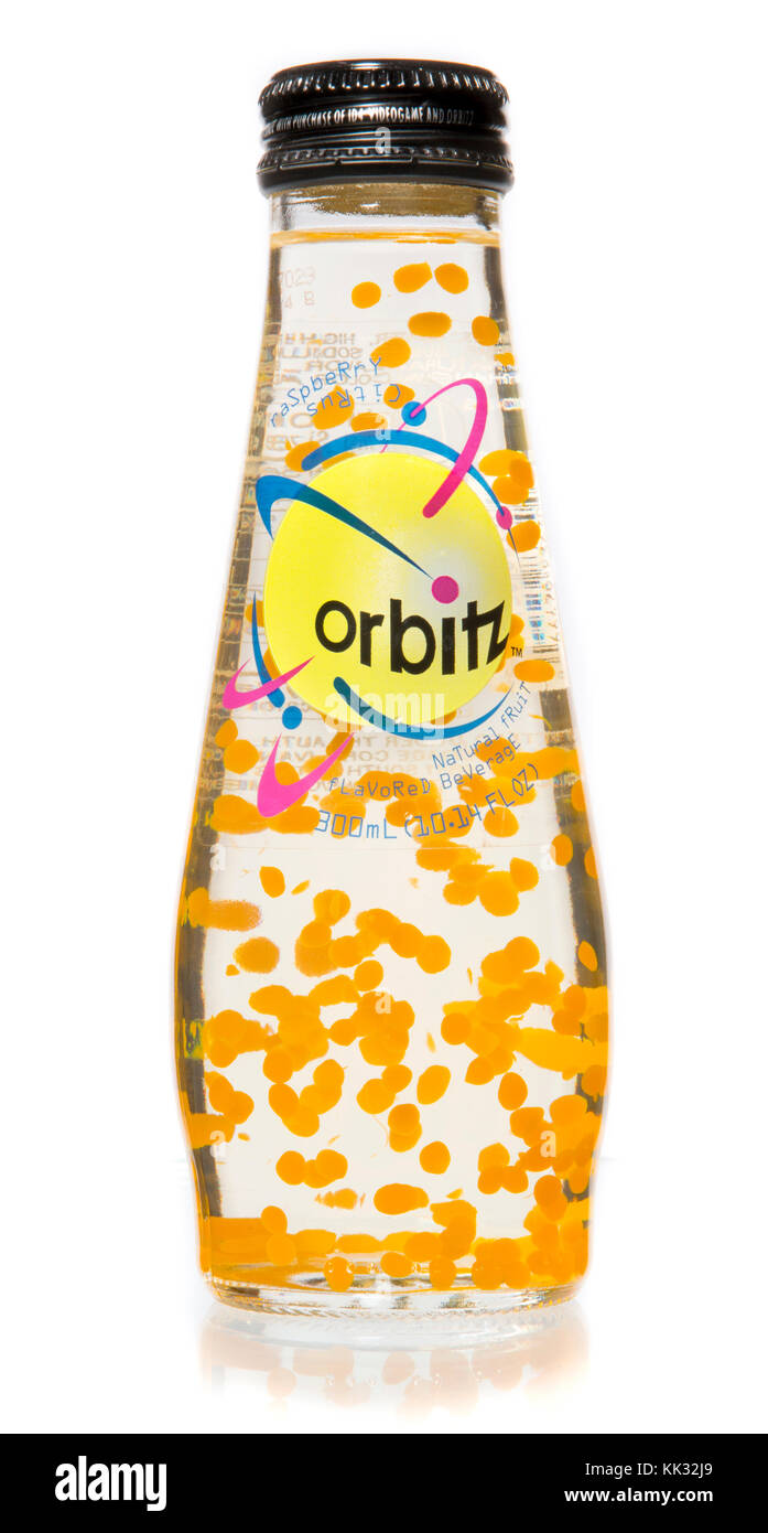 Failed product Orbitz is a noncarbonated fruit flavored beverage made by The Clearly Food & Beverage Company of Canada.  It was introduced 1997 and quickly disappeared due to poor sales. Made with small floating edible balls, the drink was marketed as a 'texturally enhanced alternative beverage.â€ Some consumers compared it to a potable lava lamp. Stock Photo