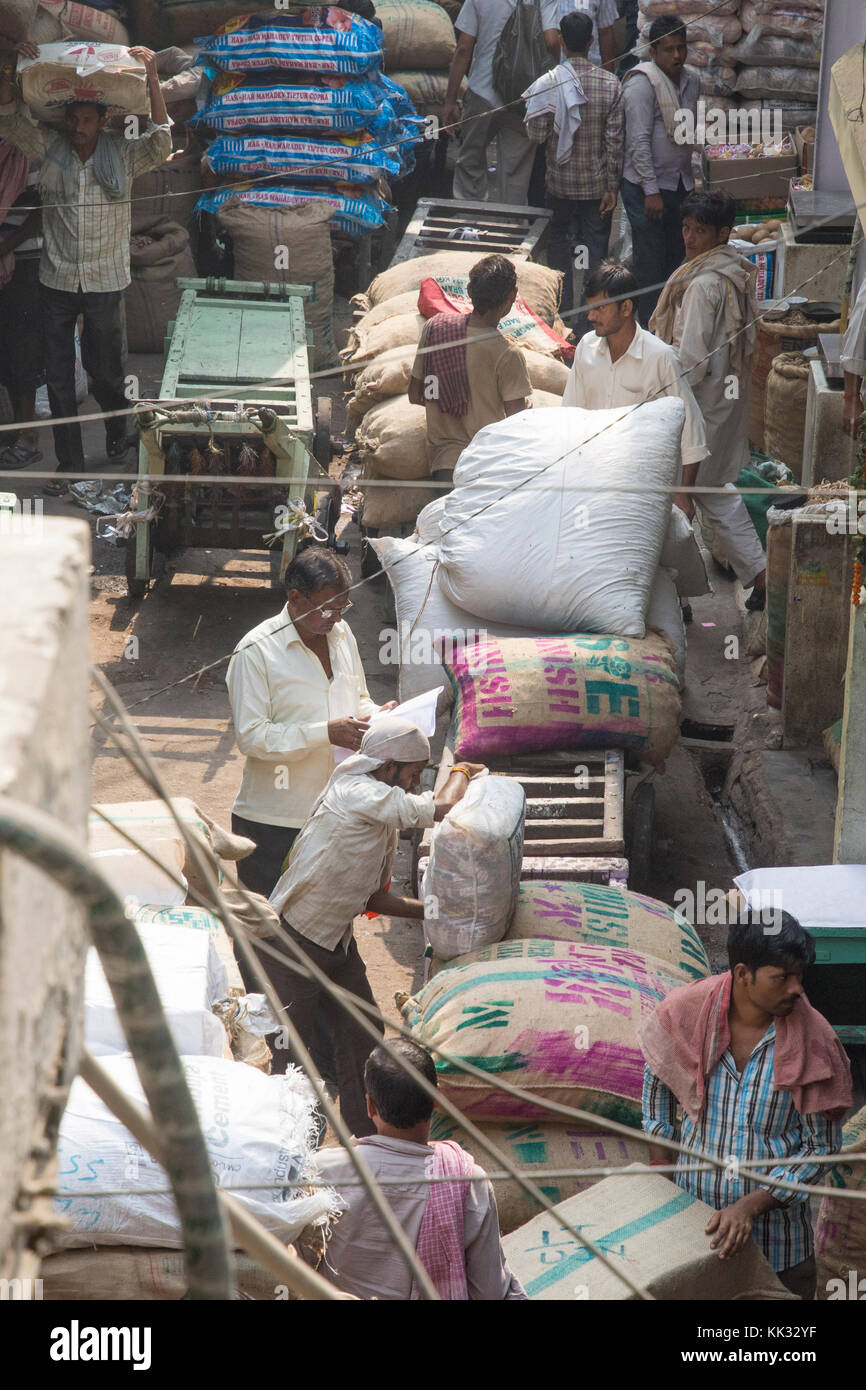 Wholesale spice market on Khari Baoli street, near Chandni Chowk, Old