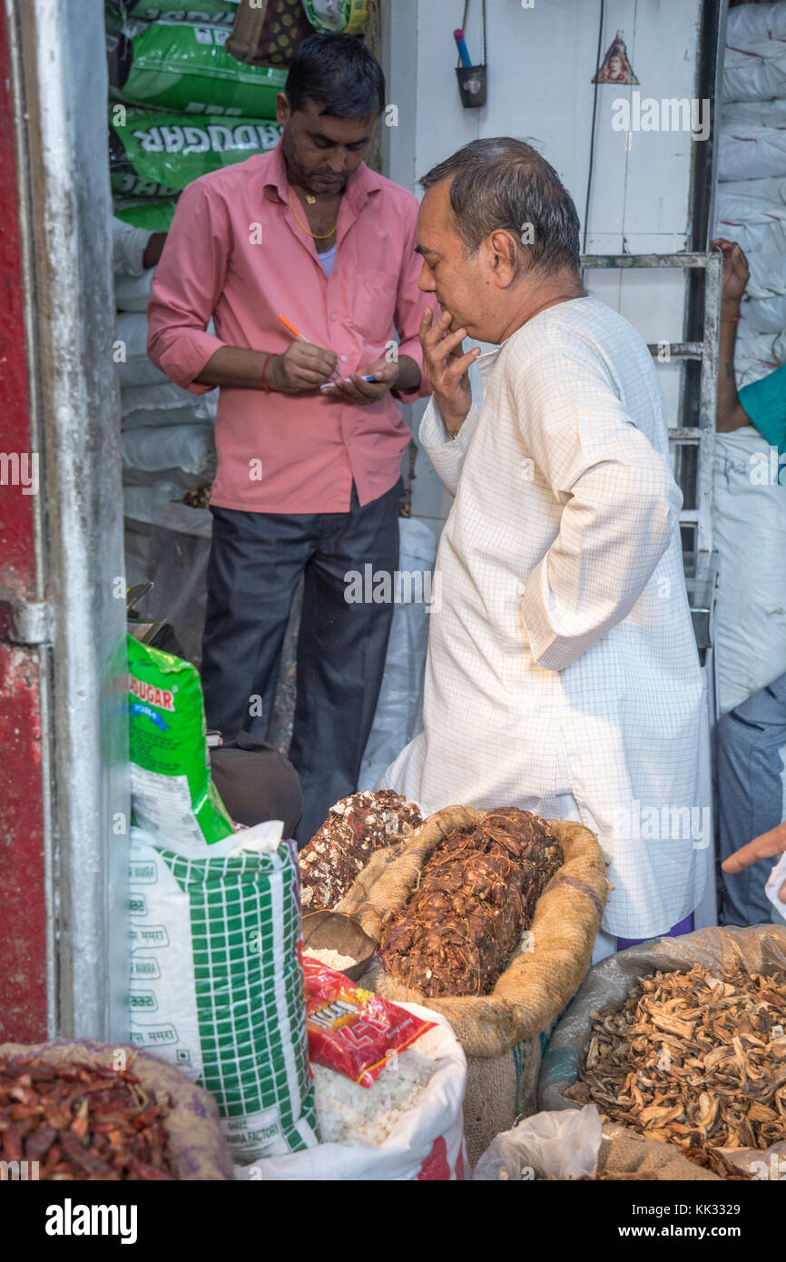 Wholesale spice market on Khari Baoli street, near Chandni Chowk, Old